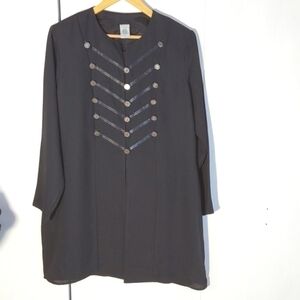 Black Cos play Military Jacket Coat Cape Steampunk GOTH Edgy Punk Sz.40